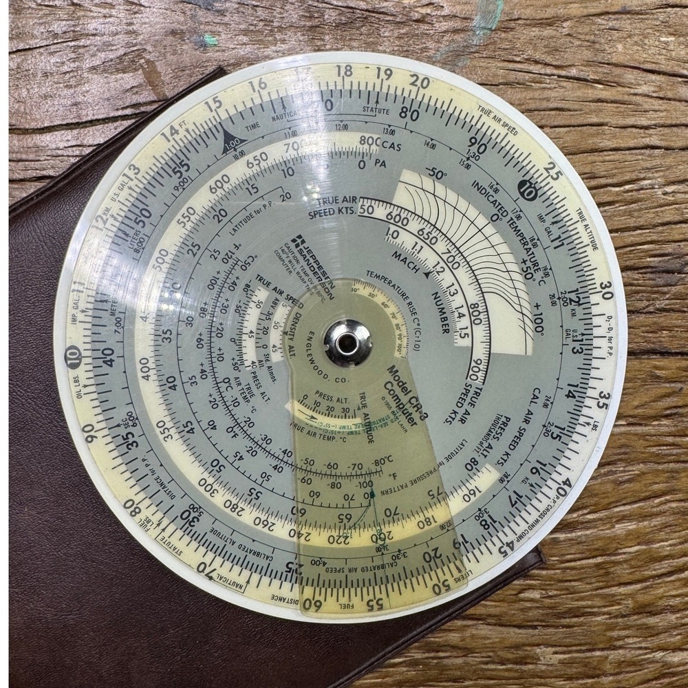 Vintage Jeppesen CR-3 Flight Computer Circular Slide Rule Pilot Aviation Case